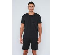 T-Shirt JOOP "Leisure", Herren, Gr. M, schwarz, Obermaterial: 95% Baumwolle, 4% Elasthan, 1% sonstige Fasern, unifarben, modisch, Basic hüftbedeckend, Rundhals, Kurzarm, Shirts, mit Cornflower-Allover