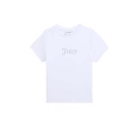 T-Shirt JUICY COUTURE "ESME FITTED TEE Damen", Damen, Gr. M, weiß, Jersey, 66% Modal, 28% Viskose, 6% Elasthan, normal taillenlang, Rundhals, Shirts T-Shirt, T-Shirt Damen, Schriftzug, Sportshirt, Log