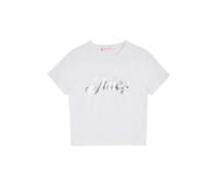 T-Shirt JUICY COUTURE "FOIL JUICY FITTED TEE Damen", Mädchen, Gr. S, weiß, 95% POLYESTER, 5% BAUMWOLLE, slim fit, Rundhals, Shirts T-Shirt, T-Shirt Damen mit metallischem Folienprint (96101409-S) weiß