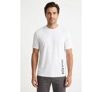 T-Shirt, Jungen, Gr. XXL (56), classic weiß, Web, Obermaterial: 57% Baumwolle, 38% Polyester, 5% Elasthan, CALVIN KLEIN SWIMWEAR, unifarben, regular fit normal, Rundhals, eingesetzt abgesteppte Kante,
