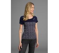 T-Shirt KANGAROOS, Damen, Gr. 36/38, blau (marine, gemustert), Rippware, Obermaterial: 100% Baumwolle, gemustert, sehr figurbetont hüftbedeckend, Rundhals, Shirts T-Shirt, Kurzarm, sehr figurbetonte P