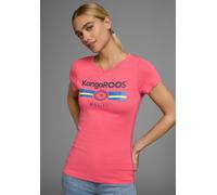T-Shirt KANGAROOS, Damen, Gr. 36/38, lila (himbeere), Rippware, Obermaterial: 100% Baumwolle, sehr figurbetont hüftbedeckend, Rundhals, eingesetzt abgesteppte Kante, Shirts T-Shirt, Kurzarm, unifarben