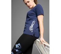 T-Shirt KANGAROOS, Damen, Gr. 40/42, blau (marine), Obermaterial: 95% Baumwolle, 5% Elasthan, figurumspielend hüftbedeckend, Rundhals, Shirts T-Shirt, Kurzarm, casual, unifarben, große Größen (3432831