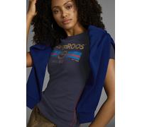 T-Shirt KANGAROOS, Damen, Gr. 40/42, blau (marine), Rippware, Obermaterial: 100% Baumwolle, sehr figurbetont hüftbedeckend, Rundhals, eingesetzt abgesteppte Kante, Shirts T-Shirt, Kurzarm, unifarben u