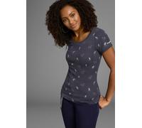 T-Shirt KANGAROOS, Damen, Gr. 40/42, blau (marine), Rippware, Obermaterial: 100% Baumwolle, unifarben, sehr figurbetont hüftbedeckend, Rundhals, eingesetzt Rippbündchen, Shirts T-Shirt, kurzärmelig, s