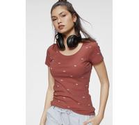 T-Shirt KANGAROOS, Damen, Gr. 40/42, braun (rost), Rippware, Obermaterial: 100% Baumwolle, bedruckt, sehr figurbetont hüftbedeckend, Rundhals, eingesetzt Rippbündchen, Shirts T-Shirt, kurzärmelig, seh