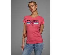 T-Shirt KANGAROOS, Damen, Gr. 40/42, lila (himbeere), Rippware, Obermaterial: 100% Baumwolle, sehr figurbetont hüftbedeckend, Rundhals, eingesetzt abgesteppte Kante, Shirts T-Shirt, Kurzarm, unifarben