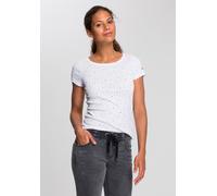 T-Shirt KANGAROOS, Damen, Gr. 40/42, weiß, Rippware, Obermaterial: 100% Baumwolle, bedruckt, kontrastfarbene Details, sehr figurbetont hüftbedeckend, Rundhals, Shirts T-Shirt, Kurzarm, elastische Ripp