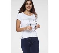 T-Shirt KANGAROOS, Damen, Gr. 40/42, weiß (weiß, bedruckt), Rippware, Obermaterial: 100% Baumwolle, bedruckt, unifarben, Basic hüftbedeckend, Rundhals, Shirts T-Shirt, Kurzarm, sehr figurbetonte Passf