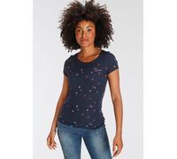 T-Shirt KANGAROOS, Damen, Gr. 44/46, blau (marine), Rippware, Obermaterial: 100% Baumwolle, bedruckt, kontrastfarbene Details, unifarben mit Farbeinsatz, sehr figurbetont hüftbedeckend, Rundhals, Shir