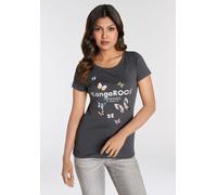 T-Shirt KANGAROOS, Damen, Gr. 44/46, bunt (dunkelgrau, bunt), Rippware, Obermaterial: 100% Baumwolle, bedruckt, gemustert, körpernah hüftbedeckend, Rundhals, Shirts T-Shirt, Kurzarm, körpernahe Passfo