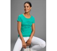 T-Shirt KANGAROOS, Damen, Gr. 44/46, grün, Rippware, Obermaterial: 100% Baumwolle, bedruckt, kontrastfarbene Details, Basic hüftbedeckend, Rundhals, Shirts T-Shirt, Kurzarm, sehr figurbetonte Passform