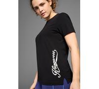 T-Shirt KANGAROOS, Damen, Gr. 44/46, schwarz, Obermaterial: 95% Baumwolle, 5% Elasthan, unifarben, figurumspielend hüftbedeckend, Rundhals, Shirts T-Shirt, Kurzarm, casual, unifarben, große Größen (49