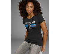 T-Shirt KANGAROOS, Damen, Gr. 44/46, schwarz, Rippware, Obermaterial: 100% Baumwolle, bedruckt, metallic, unifarben, sehr figurbetont hüftbedeckend, Rundhals, eingesetzt abgesteppte Kante, Shirts T-Sh