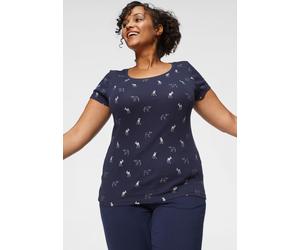 T-Shirt KANGAROOS, Damen, Gr. 48/50, blau (marine), Rippware, Obermaterial: 100% Baumwolle, unifarben, sehr figurbetont hüftbedeckend, Rundhals, eingesetzt Rippbündchen, Shirts T-Shirt, kurzärmelig, s