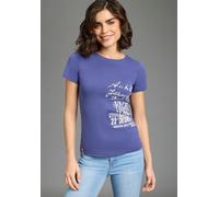 T-Shirt KANGAROOS, Damen, Gr. 48/50, blau, Rippware, Obermaterial: 100% Baumwolle, Basic hüftlang, Rundhals, Shirts T-Shirt, im Basic-Look mit Print (69000315-48) blau