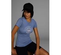 T-Shirt KANGAROOS, Damen, Gr. 48/50, blau, Rippware, Obermaterial: 100% Baumwolle, bedruckt, unifarben, Basic hüftlang, Rundhals, Shirts T-Shirt, mit sportlichem Druck (33576338-48) blau