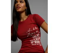 T-Shirt KANGAROOS, Damen, Gr. 48/50, braun (rost), Rippware, Obermaterial: 100% Baumwolle, bedruckt, unifarben, Basic hüftlang, Rundhals, Shirts T-Shirt, im Basic-Look mit Print (92279641-48) rost