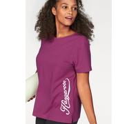 T-Shirt KANGAROOS, Damen, Gr. 48/50, pink (fuchsia), Obermaterial: 95% Baumwolle, 5% Elasthan, unifarben, figurumspielend hüftbedeckend, Rundhals, Shirts T-Shirt, Kurzarm, casual, unifarben, große Grö