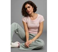 T-Shirt KANGAROOS, Damen, Gr. 48/50, rosa (rose), Rippware, Obermaterial: 100% Baumwolle, bedruckt, kontrastfarbene Details, unifarben mit Farbeinsatz, sehr figurbetont hüftbedeckend, Rundhals, Shirts