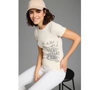T-Shirt KANGAROOS, Damen, Gr. 48/50, sanftes weiß, Rippware, Obermaterial: 100% Baumwolle, Basic hüftlang, Rundhals, Shirts T-Shirt, im Basic-Look mit Print (53741635-48) sanftes weiß