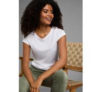 T-Shirt KANGAROOS, Damen, Gr. 48/50, weiß, Single Jersey, Obermaterial: 50% Baumwolle, 50% Modal, unifarben, Basic, figurbetont hüftbedeckend, Rundhals, Aufschlag, Shirts T-Shirt, Kurzarm, figurbetont