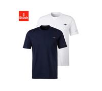 T-Shirt KANGAROOS, Herren, Gr. L, blau (navy, weiß), Obermaterial: 100% Baumwolle, unifarben, Basic, bequem normal, Rundhals, Shirts T-Shirt, mit KangaROOS Print auf der Brust (90678957-L) navy, weiß