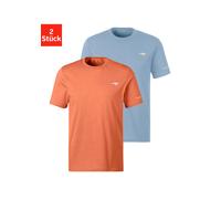 T-Shirt KANGAROOS, Damen, Gr. L, bunt (orange, blau), Obermaterial: 100% Baumwolle, unifarben, Basic, bequem normal, Rundhals, Shirts T-Shirt, mit KangaROOS Print auf der Brust (21207232-L) orange, bl