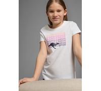 T-Shirt KANGAROOS, Mädchen, Gr. 164/170, beige (naturweiß), Jersey, Obermaterial: 100% Baumwolle, bedruckt, tailliert hüftlang, Rundhals, abgesteppte Kante, Shirts T-Shirt, Kurzarm, taillierter Schnit