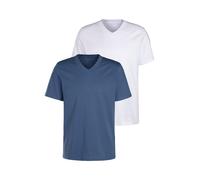 T-Shirt KANGAROOS "Regular Fit", Damen, Gr. M (48/50), blau (blau, weiß), Jersey, Obermaterial: 100% Baumwolle, unifarben, Basic, regular fit normal, V-Ausschnitt, abgesteppte Kante, Shirts T-Shirt, F
