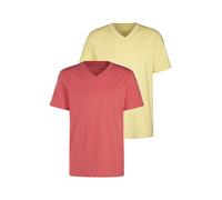 T-Shirt KANGAROOS "Regular Fit", Herren, Gr. S (44/46), orange (koralle, gelb), Jersey, Obermaterial: 100% Baumwolle, unifarben, Basic, regular fit normal, V-Ausschnitt, abgesteppte Kante, Shirts T-Sh
