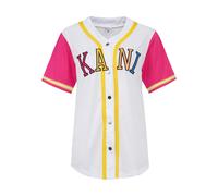 T-Shirt KARL KANI "Karl Kani Damen College Block Baseball Shirt", Damen, Gr. S, weiß, 100% Polyester, mehrfarbig, relaxed fit, V-Ausschnitt, Shirts T-Shirt (14603117-S) weiß