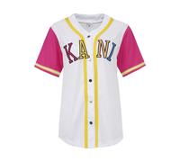T-Shirt KARL KANI "Karl Kani Damen College Block Baseball Shirt", Herren, Gr. M, bunt (weiß), 100% Polyester, mehrfarbig, relaxed fit, V-Ausschnitt, Shirts T-Shirt (14603117-M) weiß