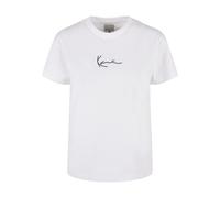 T-Shirt KARL KANI "Karl Kani Damen ESSKKW-T02WHT Small Signature Tee", Damen, Gr. S, weiß, 100% Baumwolle, unifarben, normal, Rundhals, Shirts T-Shirt (13972532-S) weiß