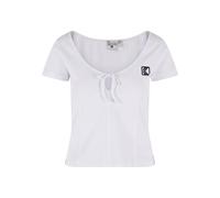 T-Shirt KARL KANI "Karl Kani Damen KW241-026-1 Karl Kani Og Corset Rib Tee", Damen, Gr. L, weiß, 97% Baumwolle, 3% Elasthan, bedruckt, slim fit, U-Boot-Ausschnitt, Shirts T-Shirt (38987804-L) weiß