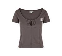 T-Shirt KARL KANI "Karl Kani Damen KW241-026-2 Karl Kani Og Corset Rib Tee", Damen, Gr. XL, anthrazit, 97% Baumwolle, 3% Elasthan, bedruckt, slim fit, U-Boot-Ausschnitt, Shirts T-Shirt (43744316-XL) a