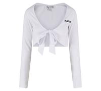 T-Shirt KARL KANI "Karl Kani Damen KW241-045-1 Karl Kani Chest Retro Knot Bolero", Damen, Gr. XS, weiß, 95% Baumwolle, 5% Elasthan, slim fit, Balconnet, Shirts T-Shirt (95762530-XS) weiß