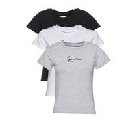 T-Shirt KARL KANI "Karl Kani Damen Small Signature 3-Pack Essential Tight Tee" Gr. XS, schwarz-weiß (weiß, schwarz, grau) Herren Shirts (81103321-XS) weiß, schwarz, grau