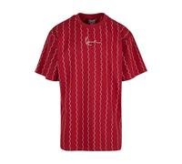 Karl Kani Herren KM233-013-2 KK Small Signature Ziczac Pinstripe Tee DarkRed/Offwhite, S