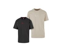 Karl Kani Herren KM241-076-4 Small Signature Essential Tee 2-Pack Pinstripe M Black/Off White