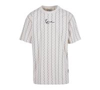Karl Kani Herren KM233-013-1 KK Small Signature Ziczac Pinstripe Tee Offwhite/Black, L