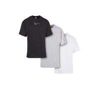T-Shirt KARL KANI "Karl Kani Herren KM222-102-1 KK 3-Pack Essential Tee", Herren, Gr. L, schwarz-weiß (schwarz, weiß, ash grau), 100% Baumwolle, bedruckt, normal, Rundhals, Shirts T-Shirt (21748343-L)