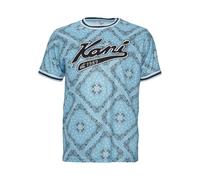 T-Shirt KARL KANI "Karl Kani Herren KM232-008-1 KK Varsity Paisley Mesh Tee", Herren, Gr. S, cyanblau, schwarz, weiß, 100% Polyester (Recycelt), oversize, Rundhals, Shirts T-Shirt (23405459-S) cyanbla