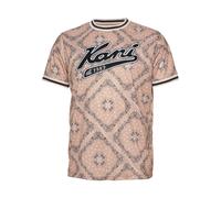 T-Shirt KARL KANI "Karl Kani Herren KM232-008-2 KK Varsity Paisley Mesh Tee", Damen, Gr. XS, sand, schwarz, weiß, 100% Polyester (Recycelt), oversize, Rundhals, Shirts T-Shirt (75184956-XS)
