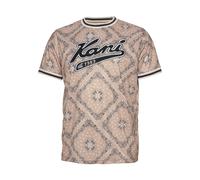 T-Shirt KARL KANI "Karl Kani Herren KM232-008-2 KK Varsity Paisley Mesh Tee", Herren, Gr. S, sand, schwarz, weiß, 100% Polyester (Recycelt), oversize, Rundhals, Shirts T-Shirt (75184956-S) sand, schwa