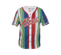 T-Shirt KARL KANI "Karl Kani Herren KM232-010-1 KK Varsity Striped Baseball Shirt", Jungen, Gr. S, rot, blau, grün, 100% Polyester (Recycelt), gestreift, normal, V-Ausschnitt, Shirts T-Shirt (22281632