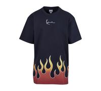 T-Shirt KARL KANI "Karl Kani Herren KM233-002-1 KK Small Signature Flame Tee", Damen, Gr. M, schwarz, 100% Baumwolle, bedruckt, oversize, Rundhals, Shirts T-Shirt (83735967-M) schwarz