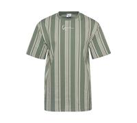 T-Shirt KARL KANI "Karl Kani Herren KM233-025-1 KK Small Signature Striped Tee", Damen, Gr. M, dusty grün, sanftes weiß, 100% Baumwolle, gestreift, normal, Rundhals, Shirts T-Shirt (76296907-M) dusty