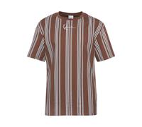 T-Shirt KARL KANI "Karl Kani Herren KM233-025-2 KK Small Signature Striped Tee", Damen, Gr. L, braun, light blau, 100% Baumwolle, gestreift, normal, Rundhals, Shirts T-Shirt (68604250-L) braun, light