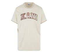 T-Shirt KARL KANI "Karl Kani Herren KM242-007-1 Karl Kani Serif Originator Mesh Tee", Damen, Gr. L, weiß, 100% Baumwolle, relaxed fit, Rundhals, Shirts T-Shirt (88574267-L) weiß